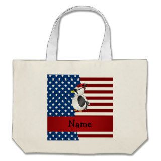 Personalized name Patriotic woodpecker Tote Bags