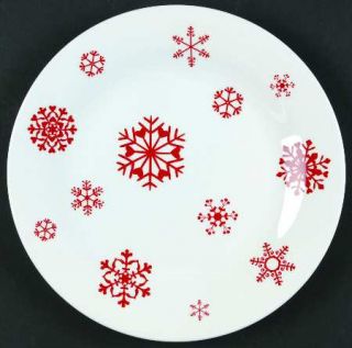 St Nicholas Square Yuletide Salad Plate, Fine China Dinnerware   Red Snowflakes