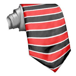 White, Black and Red Horizontal Striped Tie