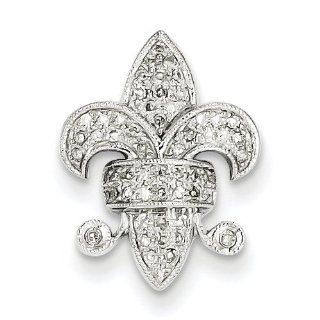 14k White Gold Diamond Fleur De Lis Pendant. Carat Wt  0.21ct. Metal Wt  1.65g Jewelry