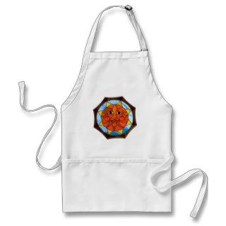Stained Glass Sun Face Octagon Colorful Art Design Aprons
