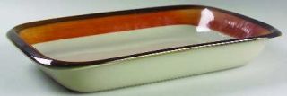 Rorstrand Annika Rectangular Baker, Fine China Dinnerware   Brown & Orange Trim