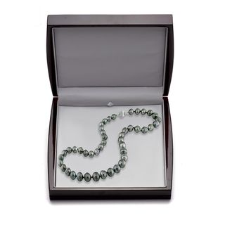 DaVonna 14k Gold Black 9 11mm Tahitian Pearl Necklace (18 in) with Gift Box DaVonna Pearl Necklaces