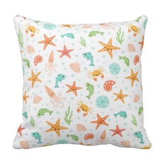 Cute kawaii sea life starfish squid crab pattern pillow