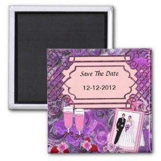 Wedding Save the Date Magnet Purple Drinks