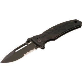 Ontario 8767 XM 2TS Combo Edge Folder, Black   Pocketknives  