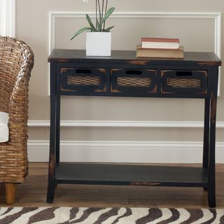 Safavieh Corby Distressed 3 Drawer Black Console Table Safavieh Coffee, Sofa & End Tables