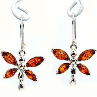 'Honey Butterflies' Sterling Silver Natural Baltic Amber Dangle Earrings Jewelry