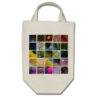 Mosaic of abstract squares of different techniques bags