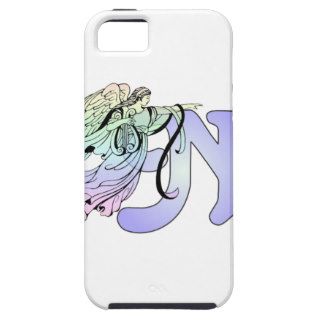 Letter N Initial Monogram Guardian Angel Blue Past Case For iPhone 5/5S