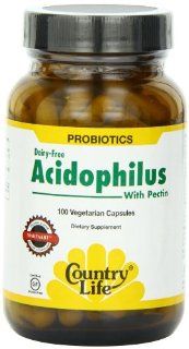 Country Life Natural Acidophilus with Pectin, 100 Vegetarian Capsules  (Pack of 2) Health & Personal Care