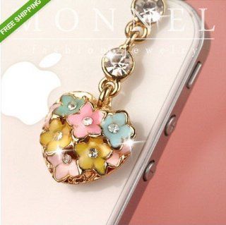 ip399 Cute Heart LOVE Flowers Dust Proof Phone Plug Cover Charm For Cell Phone Cell Phones & Accessories