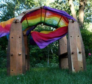 Camden Rose Waldorf Cherry Playstand Playroom Set w/Vibrant Rainbow Silk Canopy Toys & Games