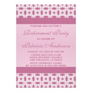 Pink Country Wedding Ring Pattern Retirement Party Personalized Invitation