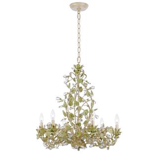 Transitional Champagne 6 light Chandelier Crystorama Chandeliers & Pendants