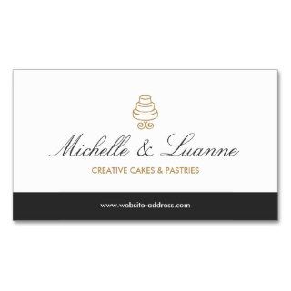 HAND DRAWN CAKE LOGO IN GOLD FOR BAKERY or CHEF Business Card Templates