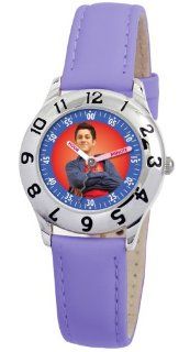 Disney Wizards of Waverly Kids' D853S402 Justin Time Teacher Purple Leather Strap Watch Watches