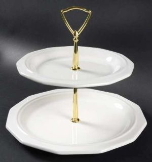 Pfaltzgraff Heritage White 2 Tiered Serving Tray (Dinner & Salad Plate), Fine Ch