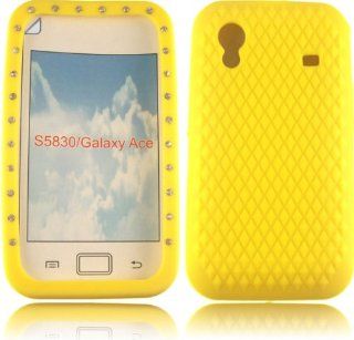 Gem Silicone Case Cover Skin And LCD Screen Protector For Samsung Galaxy Ace S5830 / Yellow Cell Phones & Accessories
