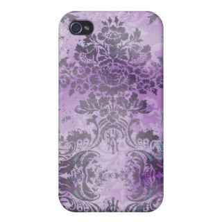 GC iPhone 4  Vintage Purple Grey damask Cases For iPhone 4