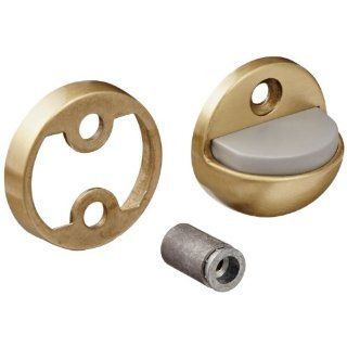 Rockwood 441CU.4 Brass Floor Mount Dome Stop Combination Unit, #12 X 1 1/2" FH WS Fastener with Plastic Anchor and 12 24 x 1 1/2" FH MS Fastener with Lead Anchor, 1 7/8" Base Diameter x 1 1/4" Base Length, Satin Clear Coated Finish Ind