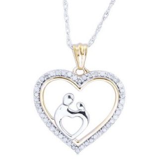 0.15 CT.T.W. Diamond Mom and Child in Heart Pendant in Sterling Silver
