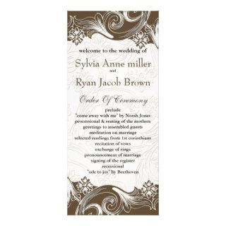 FAUX paper cutout effect brown Wedding program Customized Rack Card