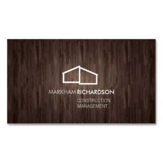 Modern Home Logo on Wood for Construction, Realtor Business Card