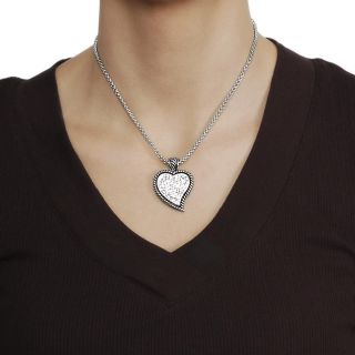 Journee Collection Silvertone Pave set CZ Heart Necklace Journee Collection Cubic Zirconia Necklaces
