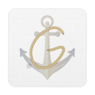 Anchor and Rope Typeface – Letter G Beverage Coaster
