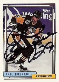 Phil Bourque 1992 Topps Autograph #442 Penguins at 's Sports Collectibles Store