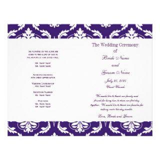 Purple Vintage Damask Wedding Program Full Color Flyer