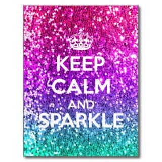 Keep Calm and Sparkle Glitter LookLike Rainbow Postcard