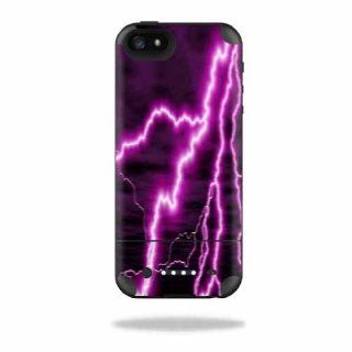 Protective Vinyl Skin Decal Cover for Mophie Juice Pack Air iPhone 5 Apple iPhone 5 Battery Case Sticker Skins Purple Lightning Cell Phones & Accessories