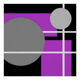 Abstract Purple Gray Black White AP0001 Posters