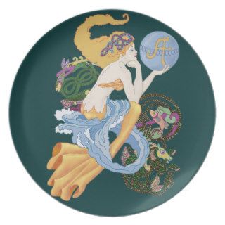 Celtic "A"for Aquarius Mermaid Party Plate