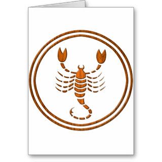Carved Wood Scorpio Zodiac Symbol Greeting Cards