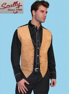 Scully Mens Boar Suede Leather Satin Back Vest 504 409 at  Mens Clothing store