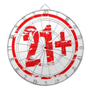 21+ red rubber stamp effect dart board