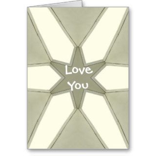 Love you, green star on white 'X' blank inside Greeting Cards