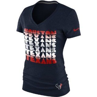 Nike Houston Texans Ladies Blockbuster V Neck Premium T Shirt   Navy Blue  Sports Fan Apparel  Sports & Outdoors