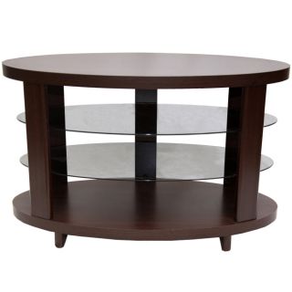 Tobacco Finish Oval TV Stand Entertainment Centers