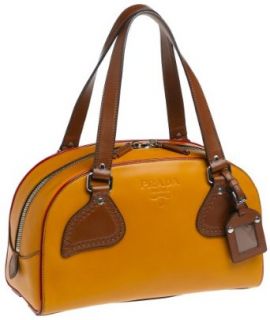 Prada Women's Leather Handbag, Ocra/Rosso Clothing