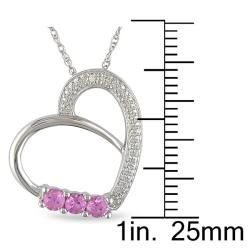 Miadora 10k Gold 1/3ct TGW Pink Sapphire and Diamond Accent Heart Necklace Miadora Gemstone Necklaces