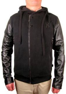 Hudson Outerwear Men's Moto Fleece Leather Sleeve Jacket (S, Black) at  Men�s Clothing store