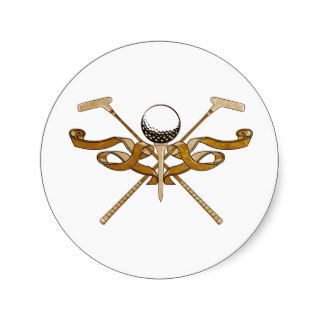 Golf Clubs Coat of Arms Round Stickers
