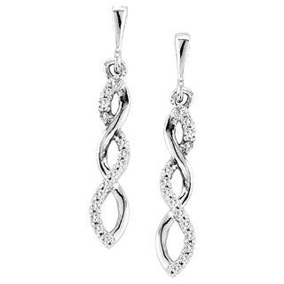 Diamond Infinity Earrings Dangle Journey Fashion 10k White Gold (0.10 ct.tw) Jewel Tie Jewelry