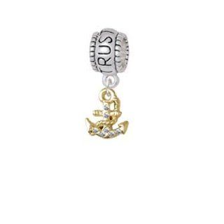 Gold Mini Crystal Anchor Trust in God Charm Bead Delight Jewelry Jewelry