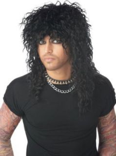 Adult Black 80's Rocker Costume Wig Clothing