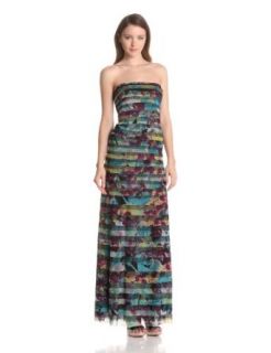 BCBGMAXAZRIA Women's Dharma Fitted Evening Dress with Strapping, Dark Iris Combo, 2